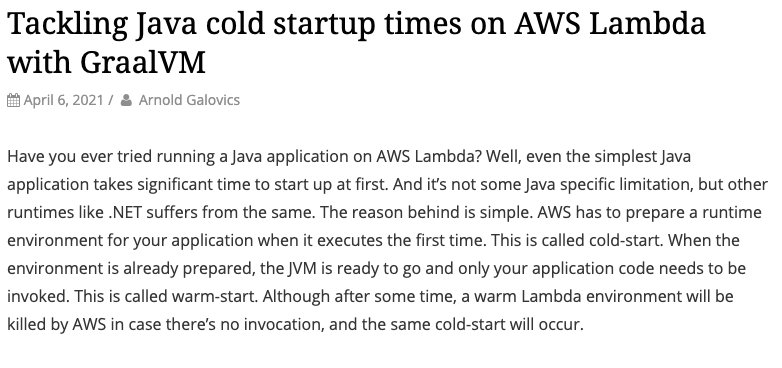 Tackling Java cold startup times on AWS Lambda with GraalVM